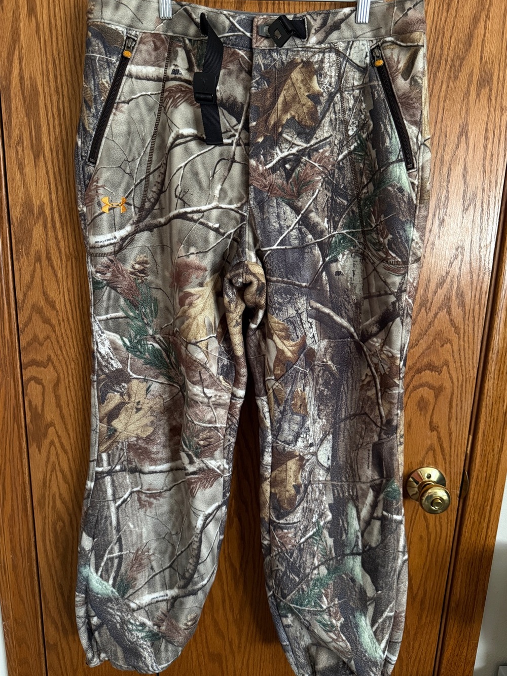 Under Armour Realtree Camo Hunting Pants Belted Fleece Lined Men's Size Large